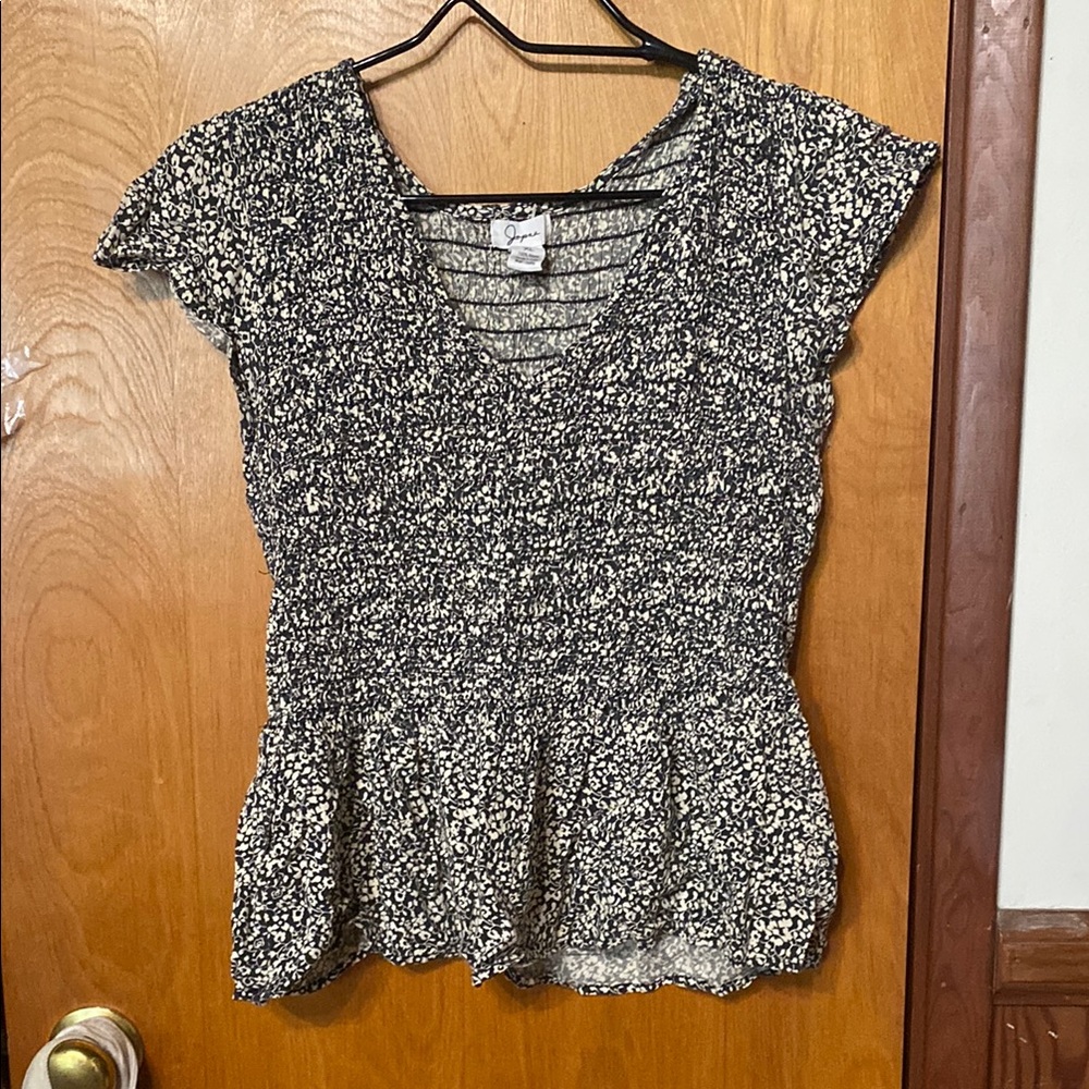 Japna Black and White Patterned Blouse